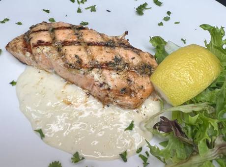 Grilled Faroe Island salmon with lemon beurre blanc